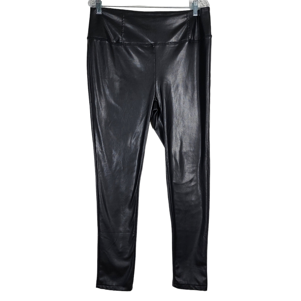 OOKIE & LALA FAUX LEATHER HIGH RISE PULL-ON LEGGINGS